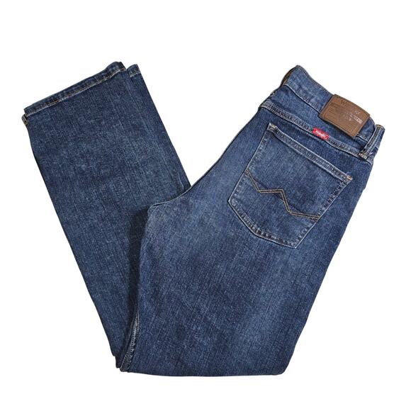 Men's Wrangler Straight Fit Rugged Denim Jeans Dark Wash 32x30 - Picture 1 of 11